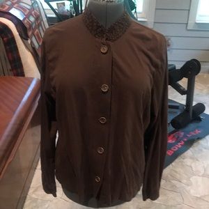 Taylor Top Shirt Long Sleeve Brown Button Size XL